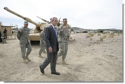 President Bush Visits with the Troops at Fort Irwin, Califor