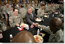 President Bush Visits with the Troops at Fort Irwin, Califor