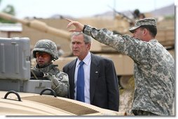 President Bush Visits with the Troops at Fort Irwin, Califor