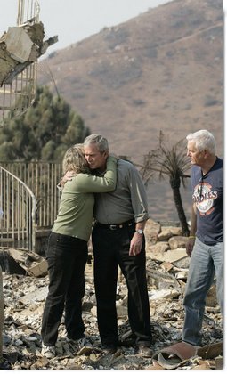 President Bush Tours Fire Damaged Southern California