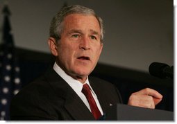 President George W. Bush addresses his remarks to the National Cattlemen’s Beef Association Wednesday, March 28, 2007 in Washington, D.C., speaking on the strength of the economy and the need to stay resolved and firm in protecting the security of the United States. White House photo by Joyce Boghosian