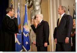 President Bush Attends Ceremonial Swearing-In of Judge Michael Mukasey