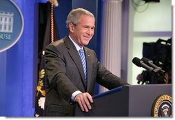 President George W. Bush holds a press conference Thursday, Aug. 9, 2007, in the James S. Brady Press Briefing Room. White House photo by Eric Draper