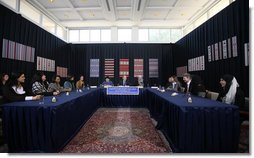 President Bush Participates in Roundtable on Democracy and Development with Kuwa