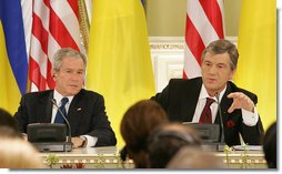 President Bush Participates in Joint Press Availability with President Viktor Yu