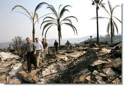 President Bush Tours Fire Damaged Southern California