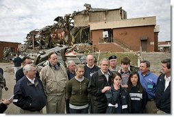 President Bush Tours Storm Devastation at Enterprise High Sc