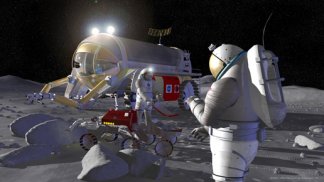 On the moon, astronauts and robots would work together to do important tasks.