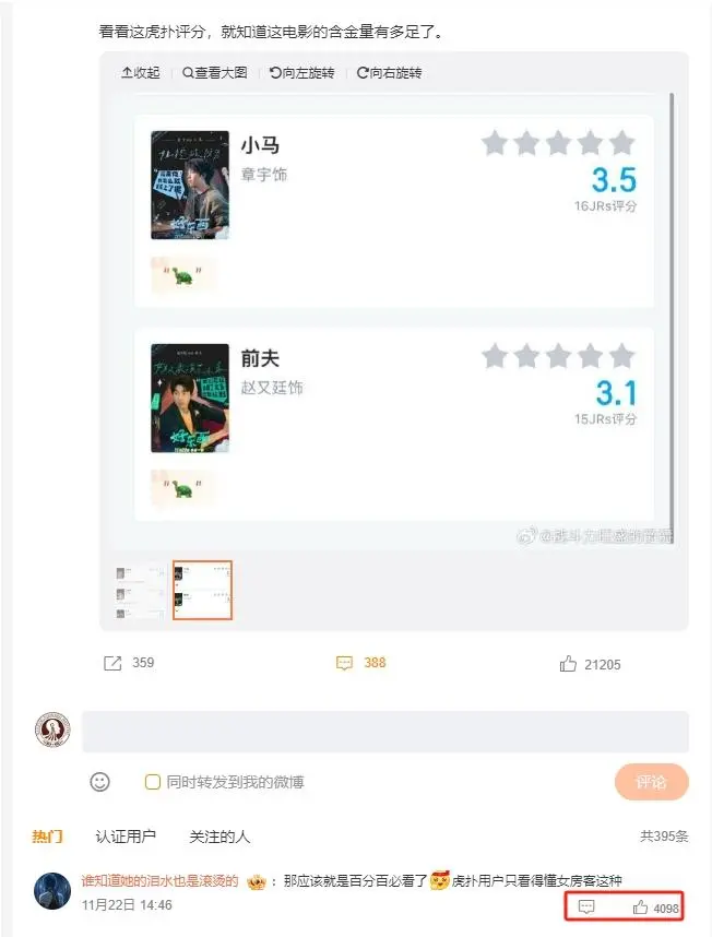 爆！虎扑关于《好东西》的评分，被微博上4098人点赞骂了！