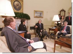 President Bush Receives Briefing by The Co-Chairs of The Pre